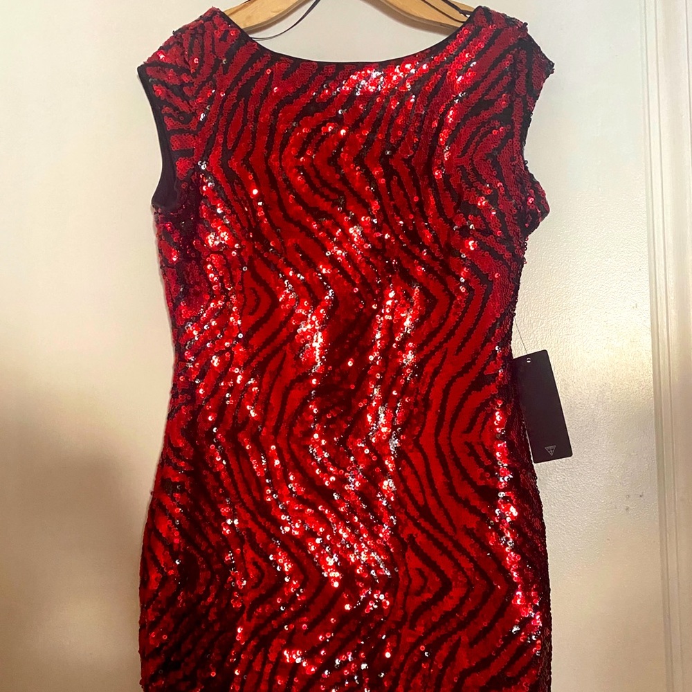 Guess Mini Dress Sequin Red/Black Size 10